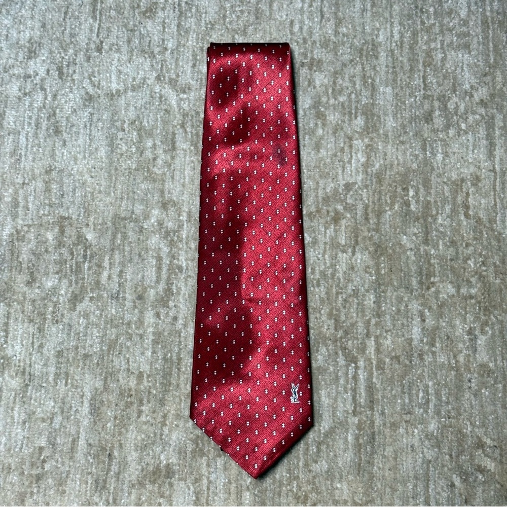 Yves Saint Laurent YSL Neck Tie in Silk with Red Black and White